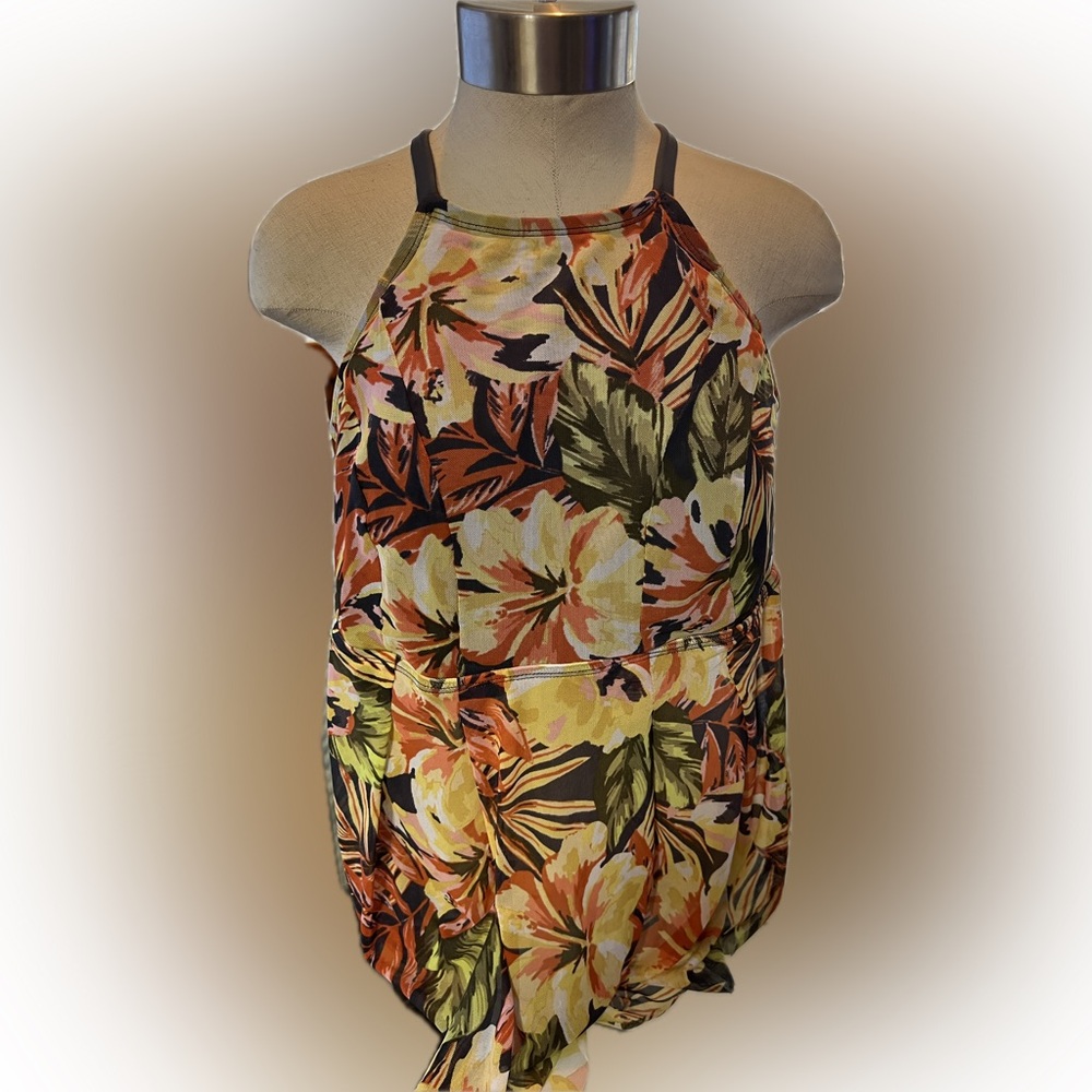 Kona Sol Tropical Tankini top- 14 W